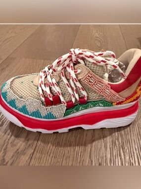 Farm Rio Beaded Multi-Color Athletic Sneaker - Red Accent